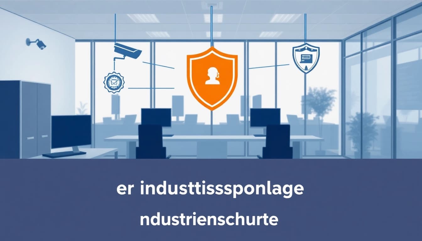 Visualisierung zum Thema Industriespionage Leverkusen, zeigt Sicherheitsstrategien zur Verhinderung von Wirtschaftsspionage.