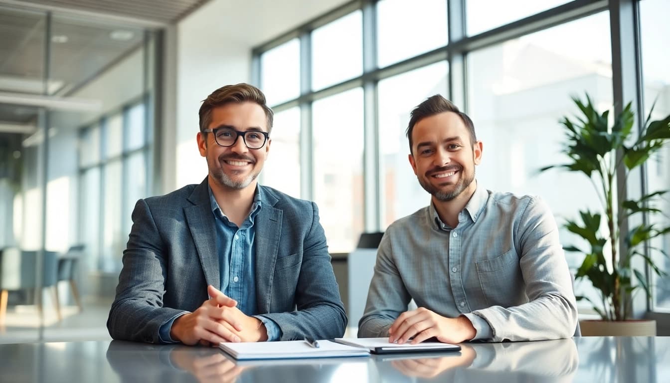 Unternehmensberatung: Berater unterstützt Kunden in einem modernen Büro bei strategischen Entscheidungen.