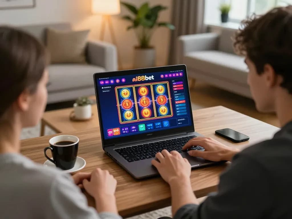 Engaged player enjoying a thrilling game on ai88bet casino app in a cozy home setting