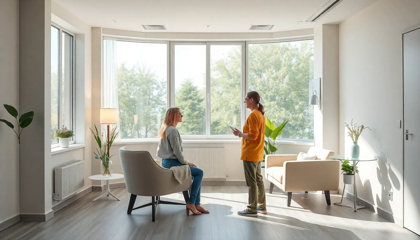 Therapeutische Sitzung in der Entzugsklinik, die Geborgenheit und Unterstützung vermittelt.
