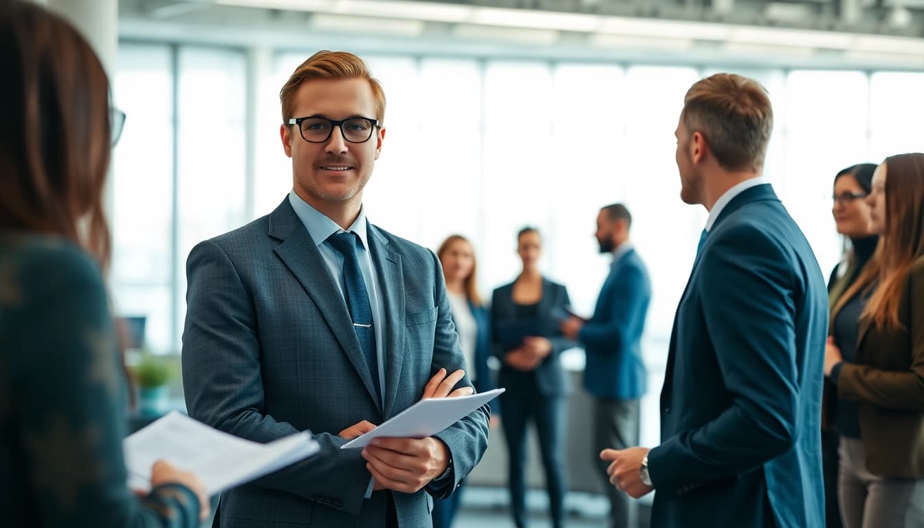 Headhunter Ingenieure beraten Kandidaten in einer modernen Büroumgebung.