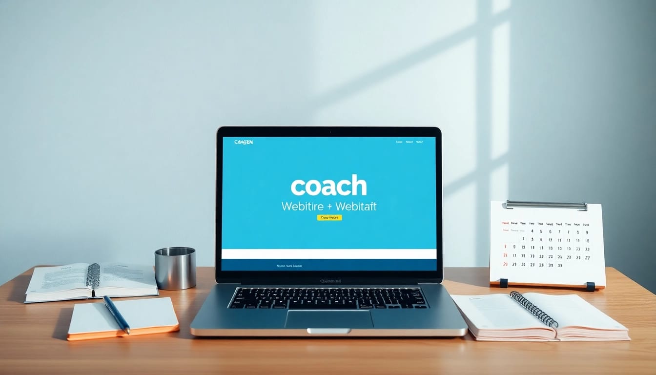 Webdesign für Coaches: Zeige moderne und professionelle Website-Layouts für Coaches am Laptop.