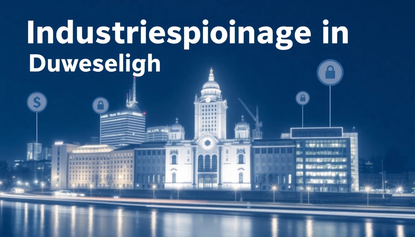 Visualisierung von Industriespionage in Düsseldorf mit Schwerpunkt auf Schutzmaßnahmen für Unternehmen