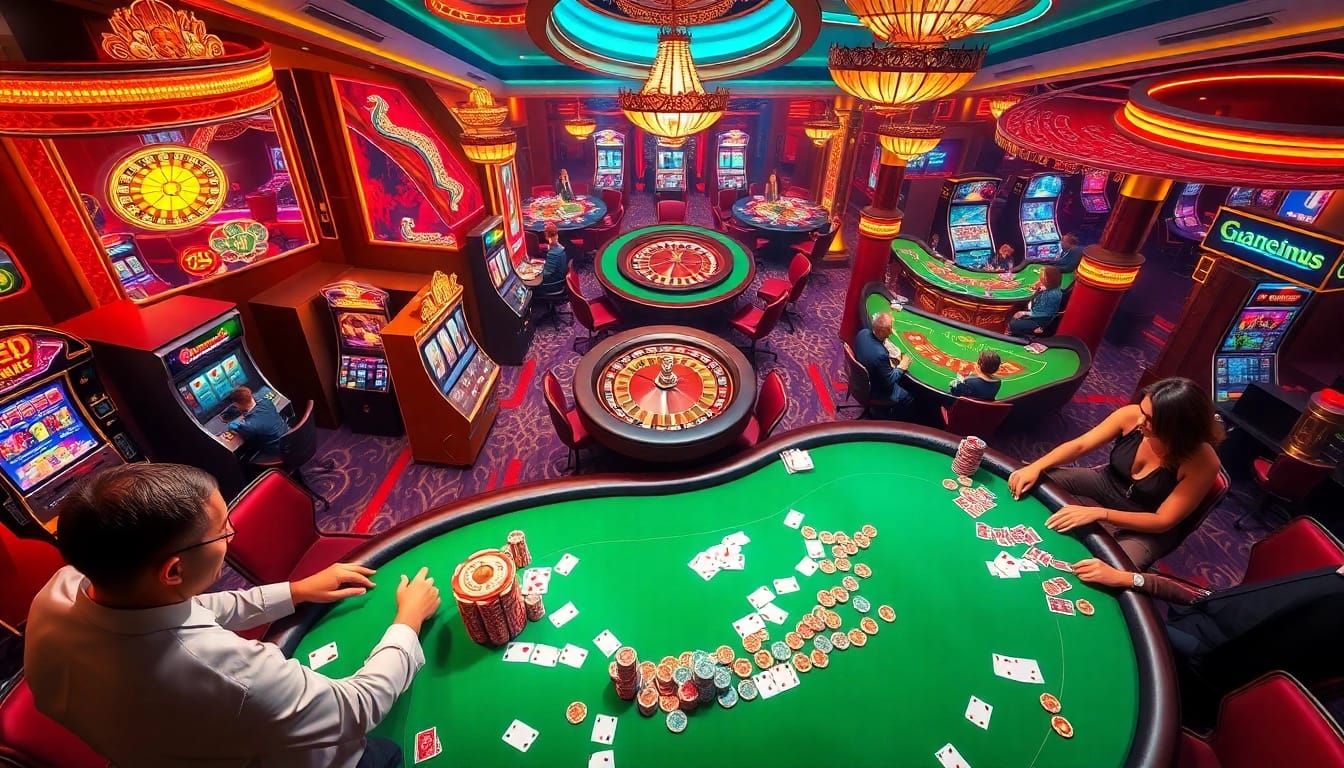 Exciting gaming experience at https://s8s8.org/ featuring vibrant casino tables and engaging players.