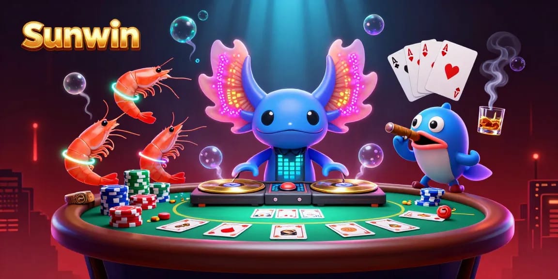 Experience thrilling gameplay with sunwin at this vibrant casino scene featuring lively characters.