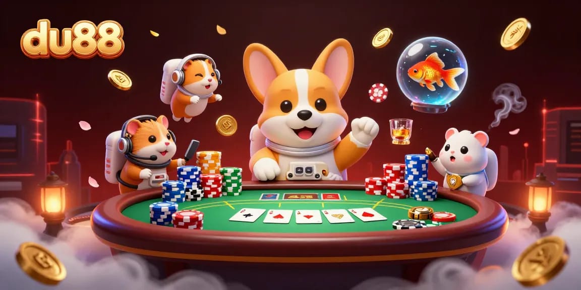 Experience the fun with du88 at a space station casino featuring a corgi astronaut.
