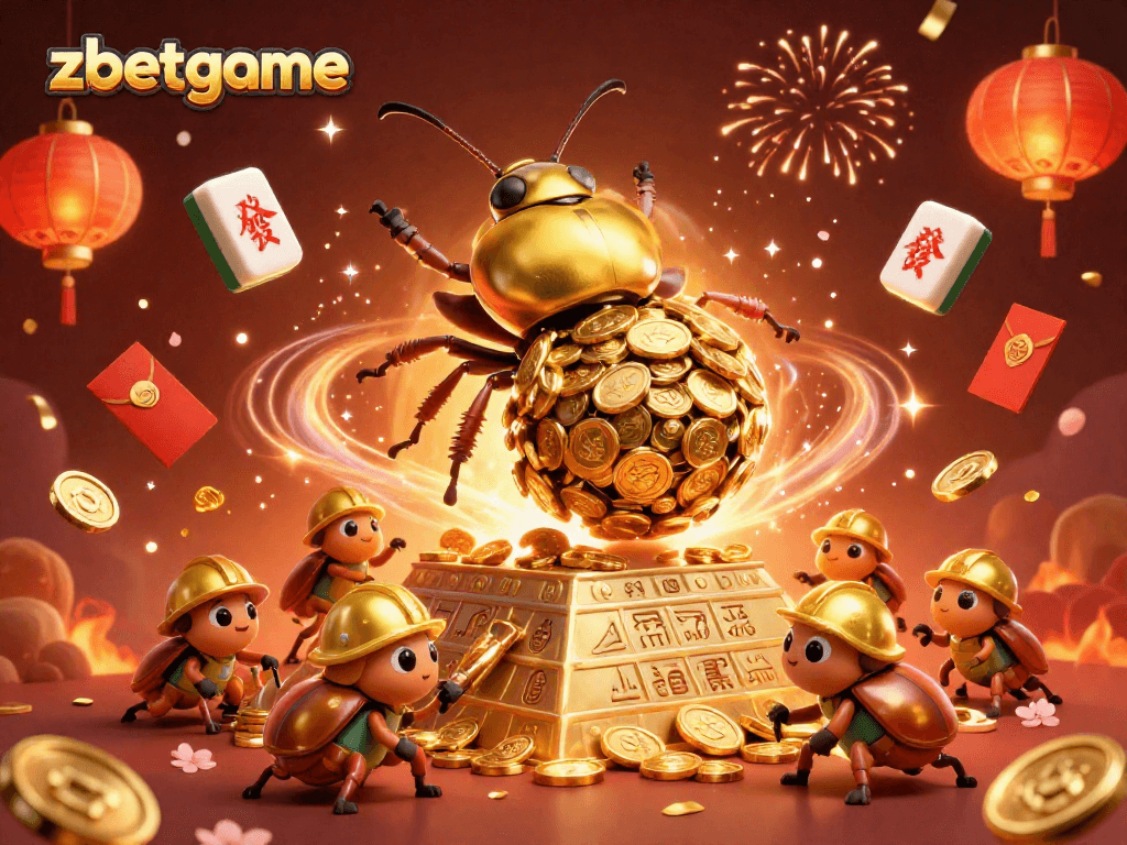 Witness the excitement of zbetgame with golden coin rolling, festive elements, and casino symbols.