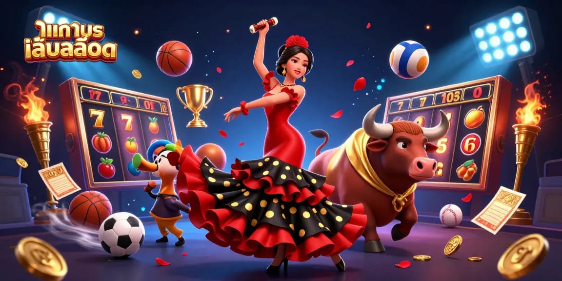 Engage in ทดลองเล่นสล็อต with dynamic 3D characters, celebrating in a vibrant casino environment.