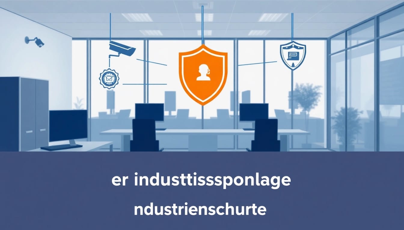 Visualisierung zum Thema Industriespionage Leverkusen, zeigt Sicherheitsstrategien zur Verhinderung von Wirtschaftsspionage.