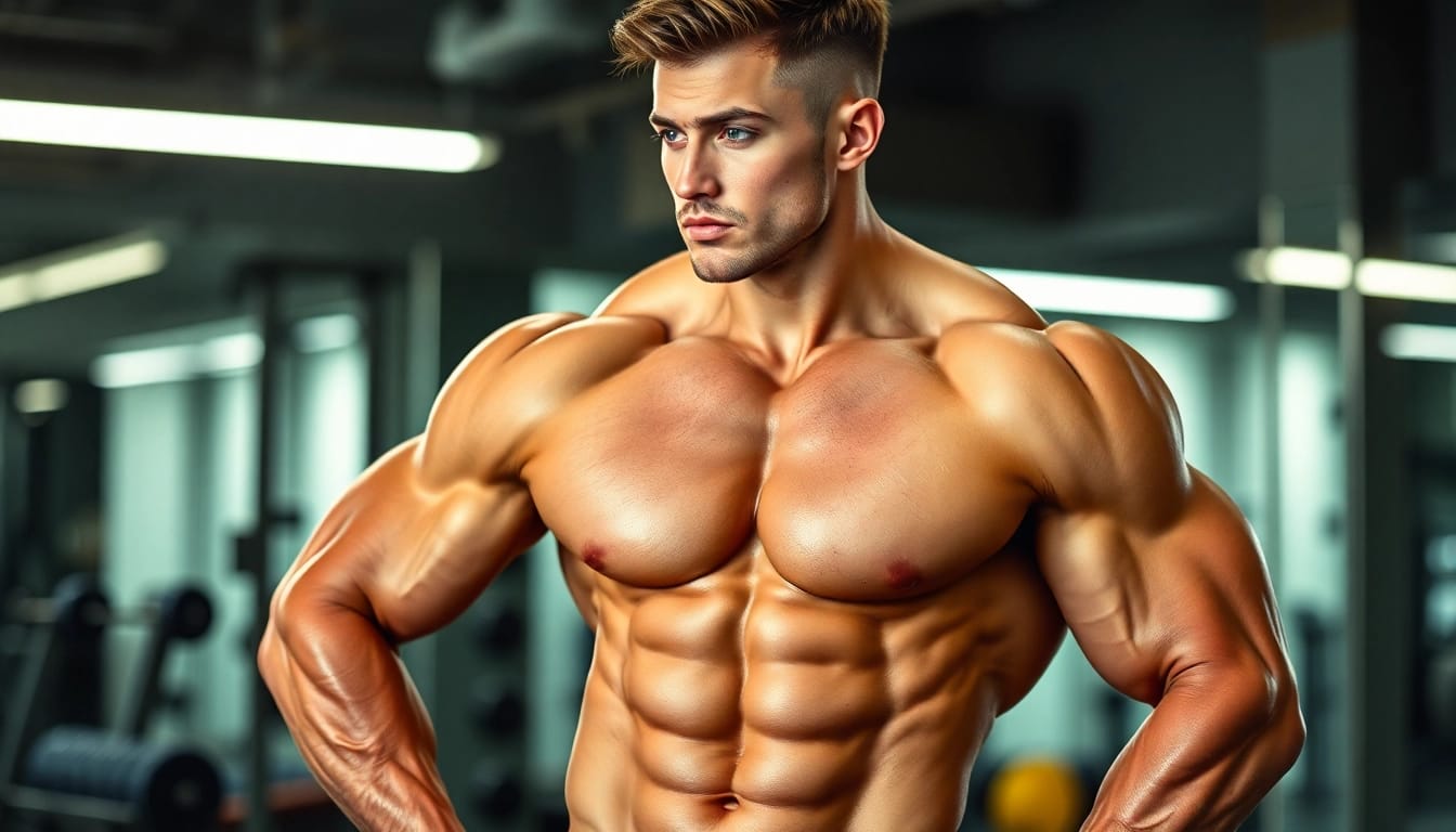 Muskelaufbau mit Unique Pharma Steroids im Fitnessstudio.