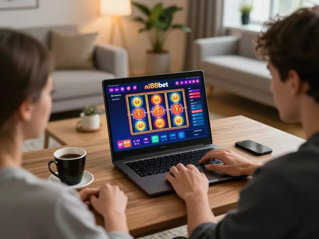 Engaged player enjoying a thrilling game on ai88bet casino app in a cozy home setting