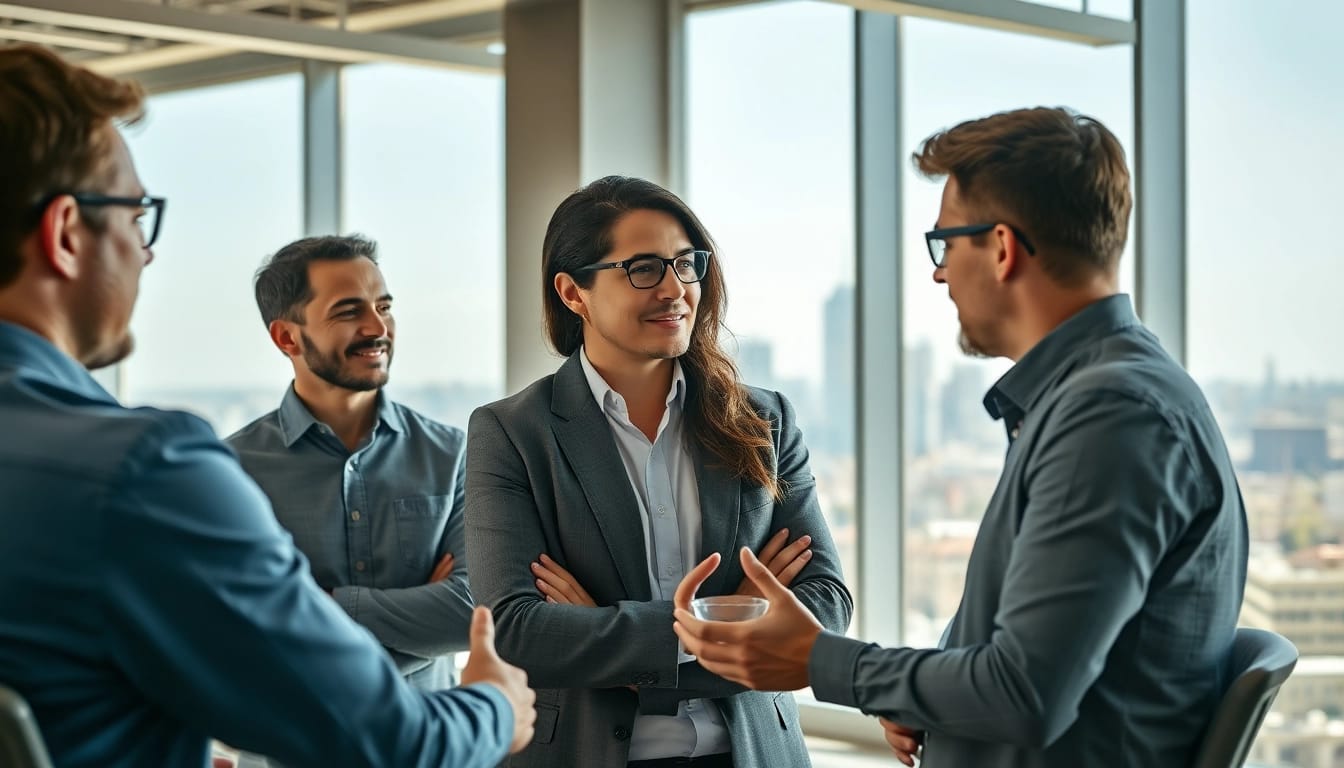 Headhunter Ingenieure im aktiven Interview, engagiert und professionell in einem modernen Büro.
