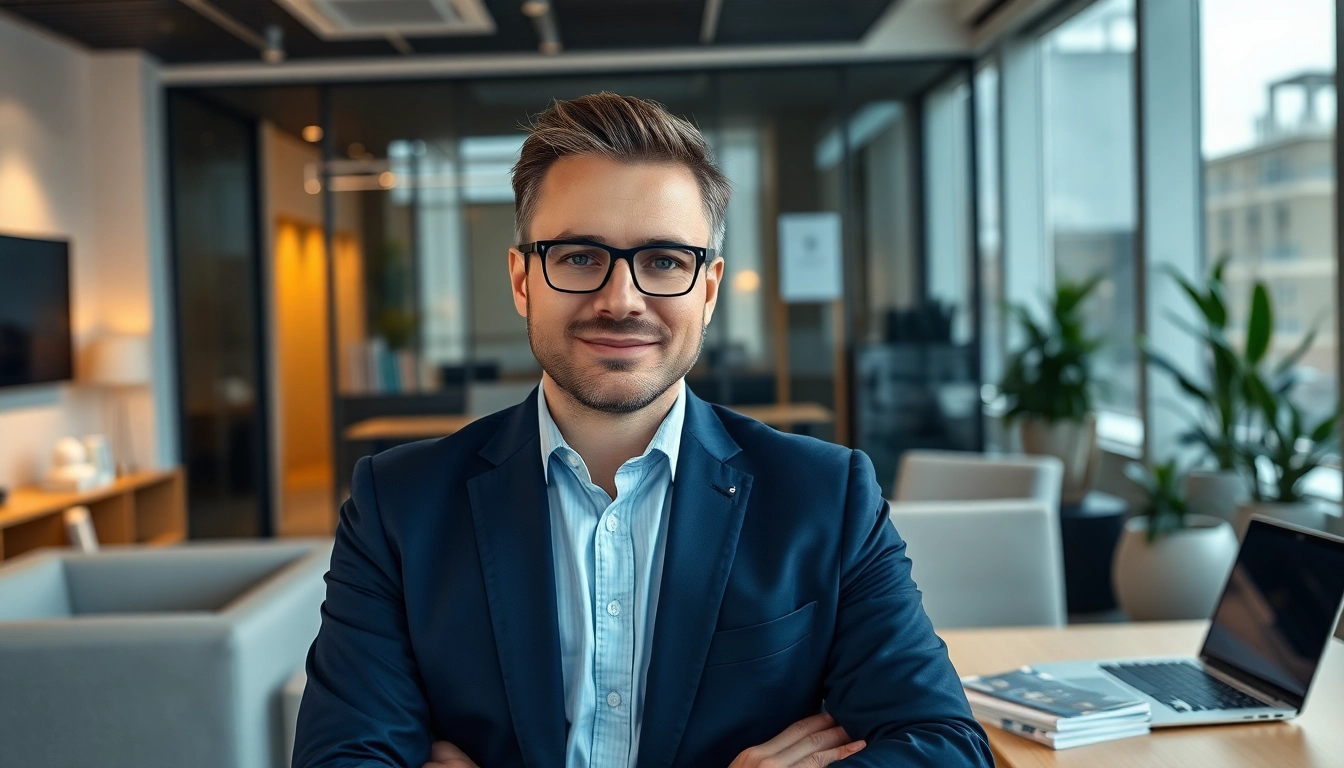 Immobilienmakler Frankfurt Eckenheim zeigt professionelle Beratung in modernem Büro.