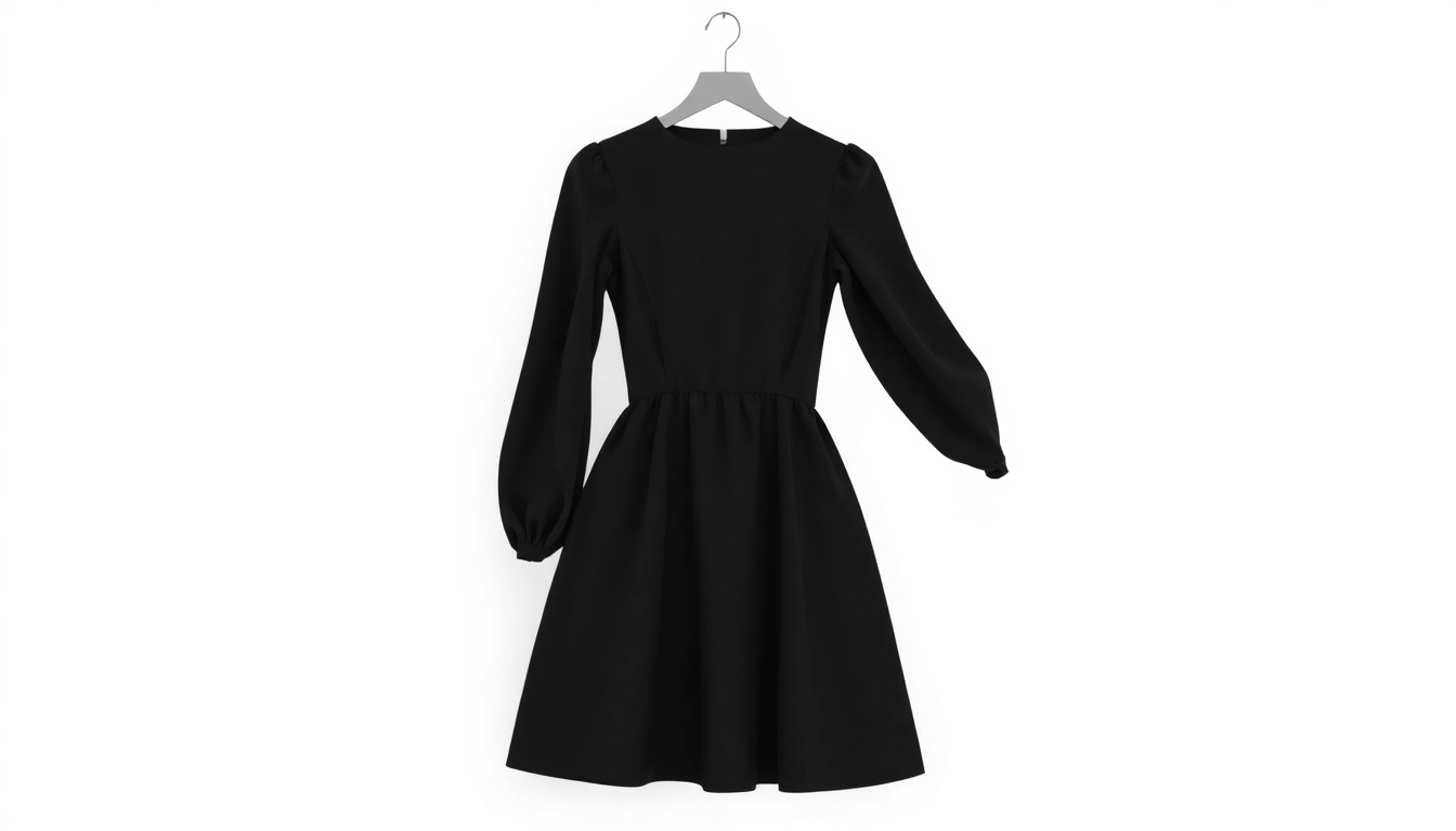 Schwarzes Minikleid mit langen Ärmeln, ideal für elegante Anlässe