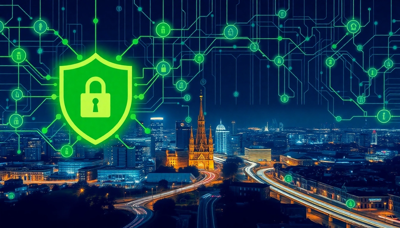 Grafik zur Industriespionage in Essen, die Schutzmaßnahmen und Wettbewerbsstrategien darstellt.