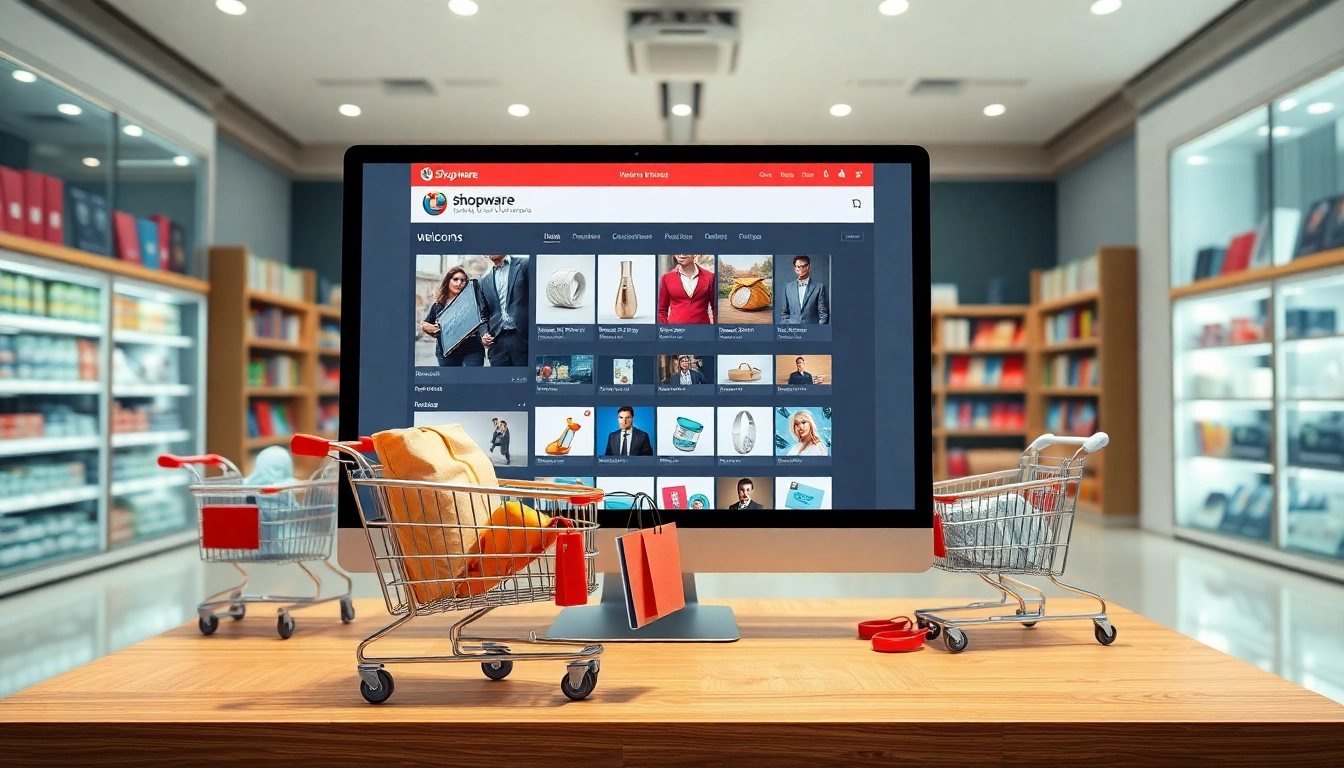 Ergebnisreiche Suche im Shopware Verzeichnis mit bunten Produkten und einem einladenden E-Commerce-Design.