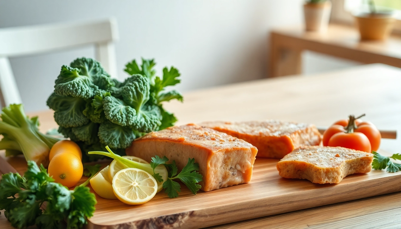 Gesunde Mahlzeit zur Förderung des Gewichtsverlusts mit frischem Gemüse und magerem Protein.