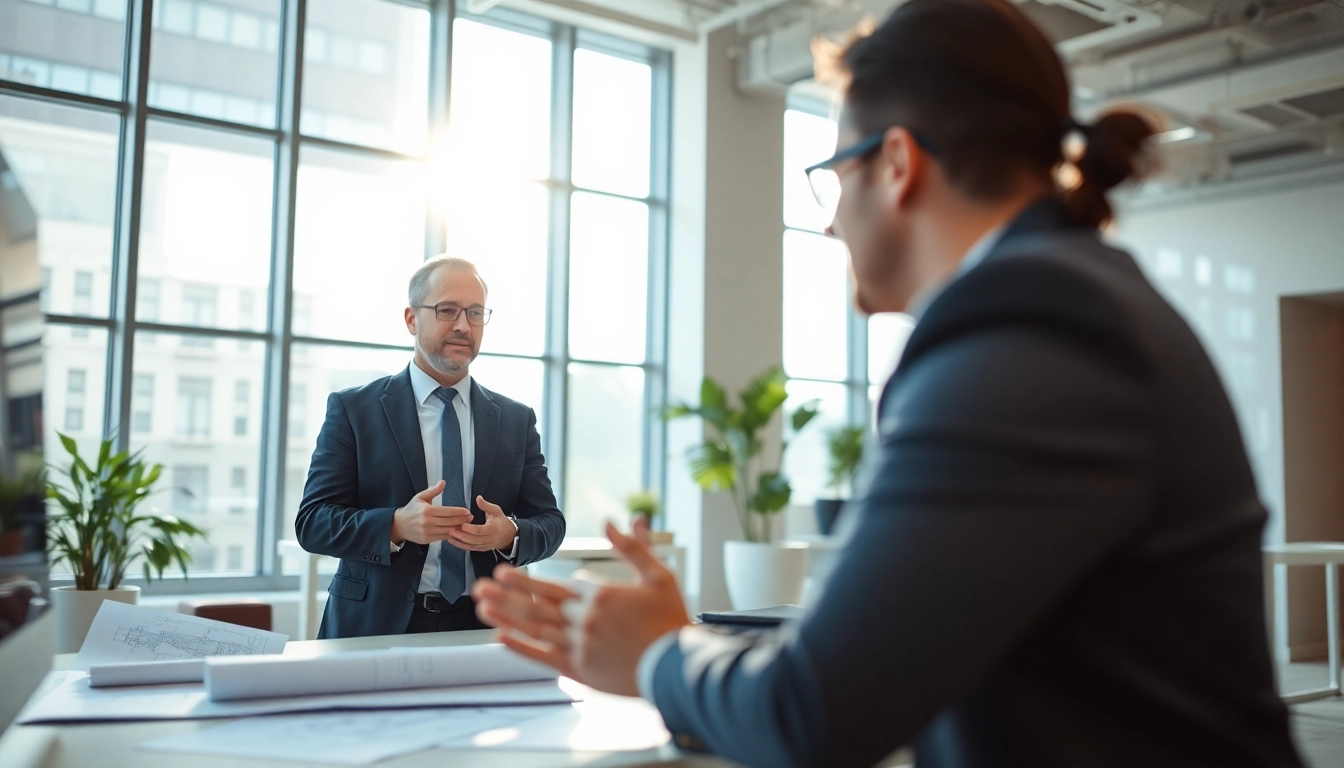 Headhunter Ingenieure in einem professionellen Büro, das einen Ingenieur berät.