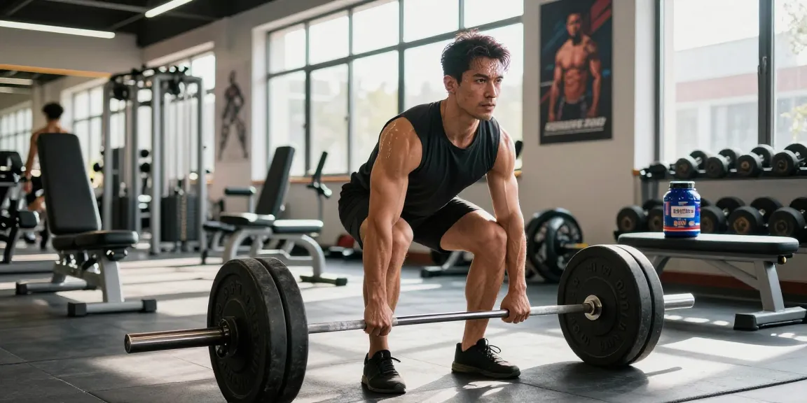 Bodybuilder training at the Anabolika Shop gym, showcasing strength and dedication.