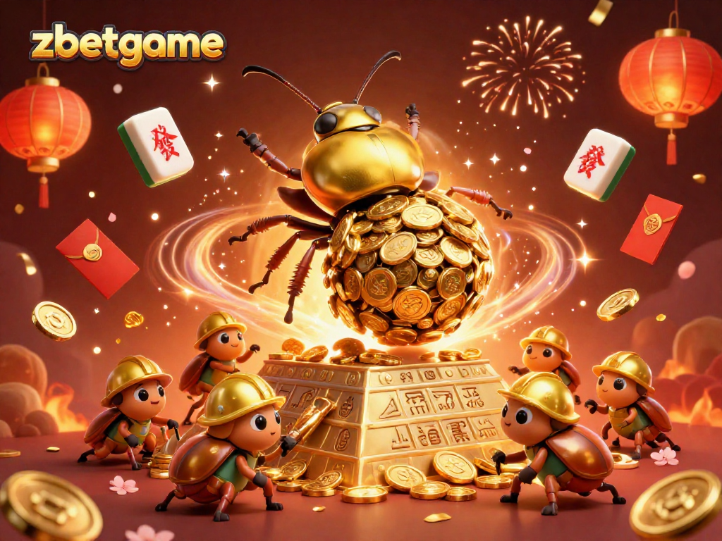 Witness the excitement of zbetgame with golden coin rolling, festive elements, and casino symbols.