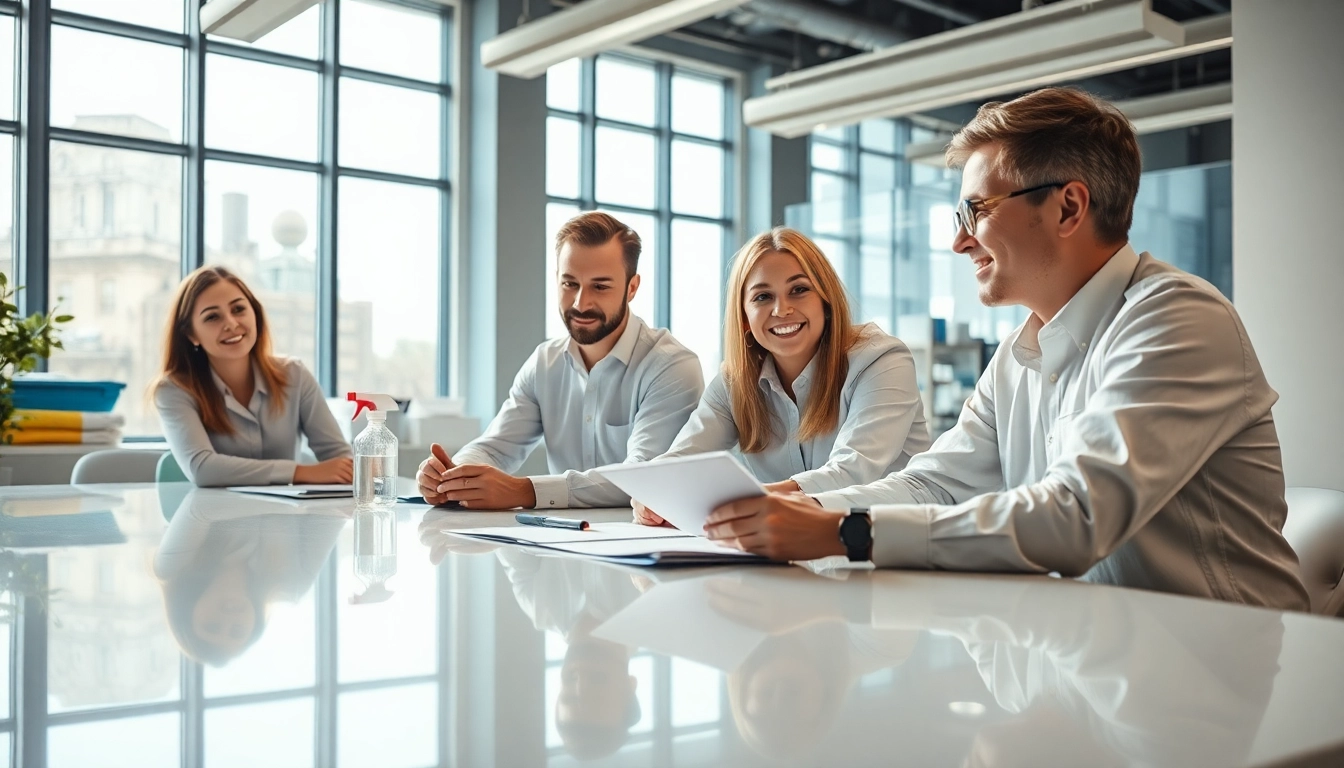 Effektive Gebäudereinigung Ulm durch erfahrene Reinigungskräfte in modernem Büro.