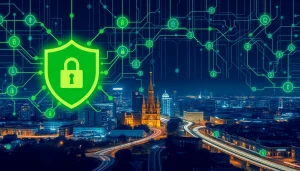 Grafik zur Industriespionage in Essen, die Schutzmaßnahmen und Wettbewerbsstrategien darstellt.