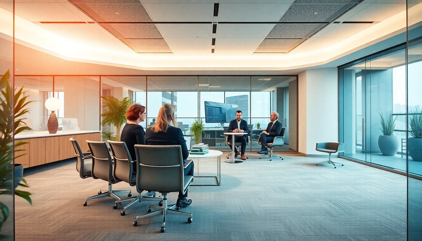 Beratungsgespräch mit Unternehmensberatung Firmen in modernem Umfeld.