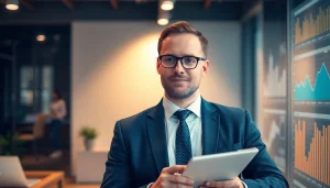 Unternehmensberatung in einem modernen Büro, Consultant analysiert Daten für strategische Entscheidungen.