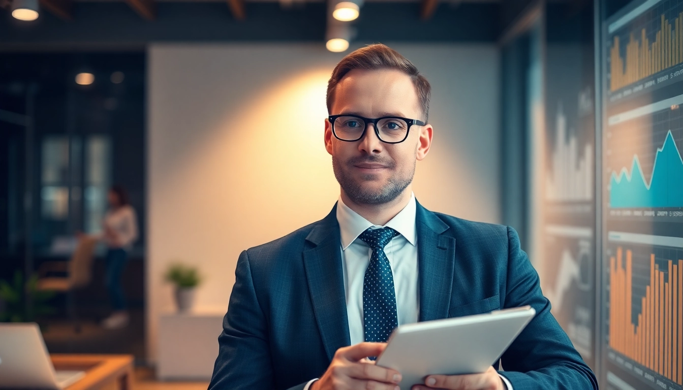 Unternehmensberatung in einem modernen Büro, Consultant analysiert Daten für strategische Entscheidungen.