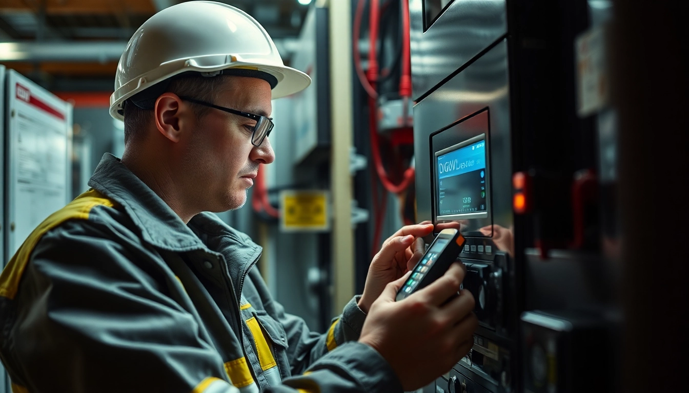 Elektriker führt die DGUV V3 Prüfung an elektrischen Geräten durch.