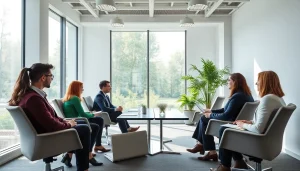 Beratungsunternehmen führen kreative Strategien in einem modernen Büro aus.