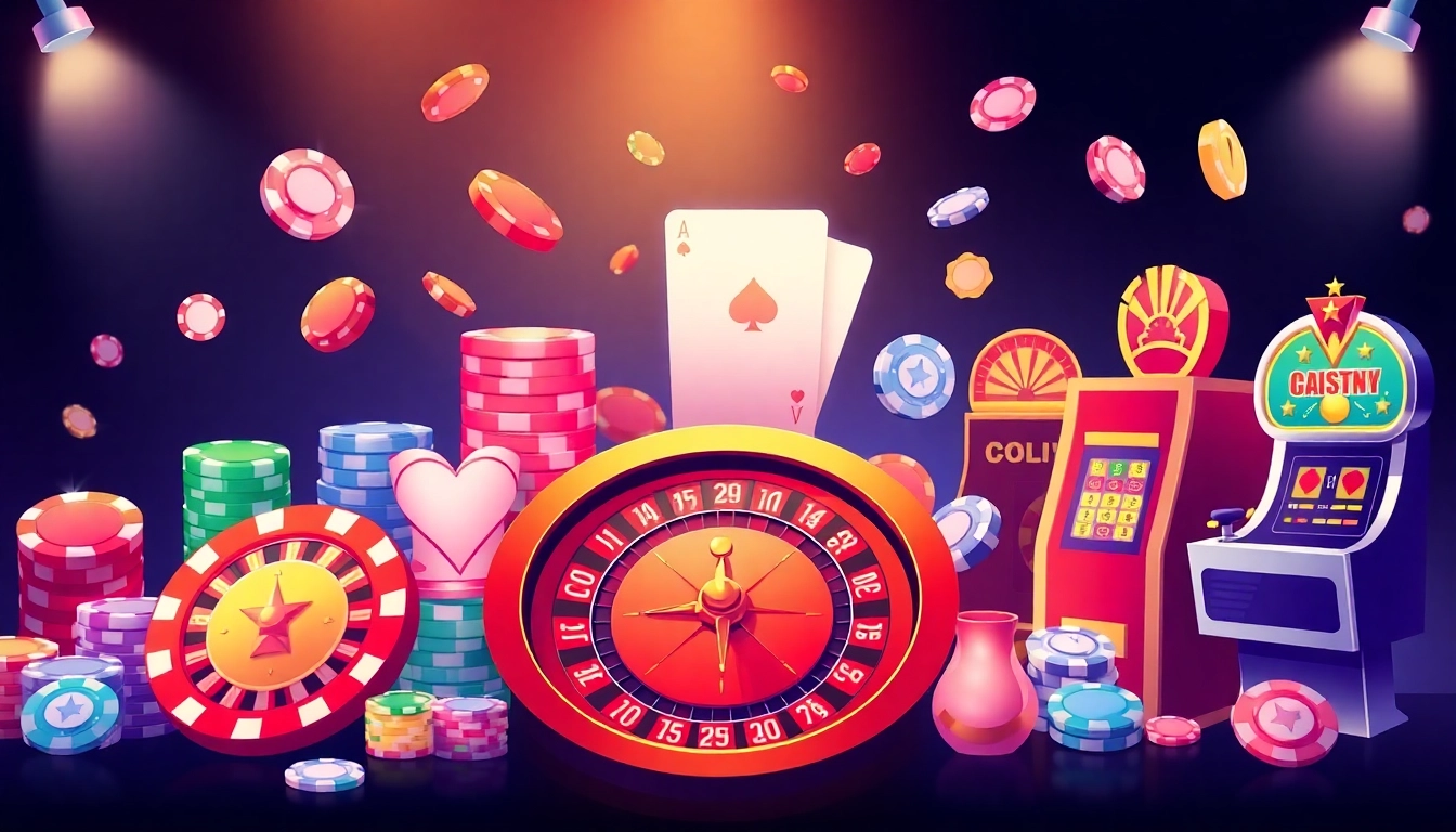 Explore exciting games and offers at top Online Casinos Österreich with colorful icons and engaging visuals.