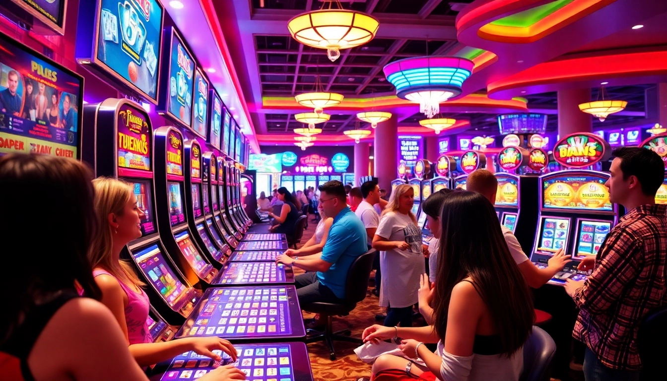Players engaging with thrilling games at casinos ohne lizenz, showcasing excitement and vibrant ambiance.