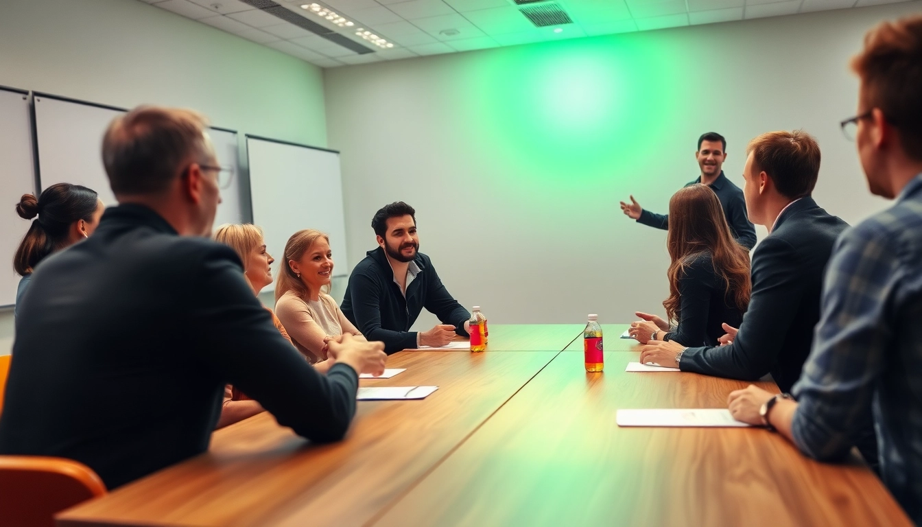 Vertriebsoffensive Seminar mit motivierenden Trainer und engagierten Teilnehmern, die erfolgreich interagieren.