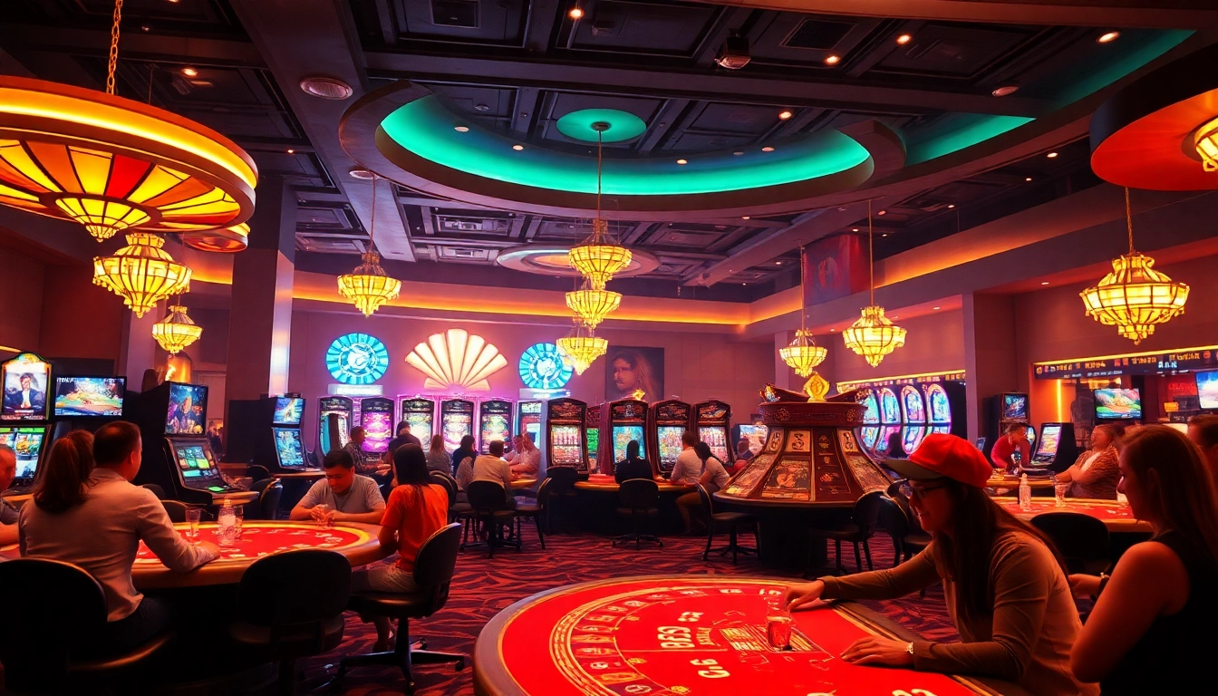 Erleben Sie Spannung im Casino ohne Limit mit einer lebhaften Spielsituation und glücklichen Spielern.