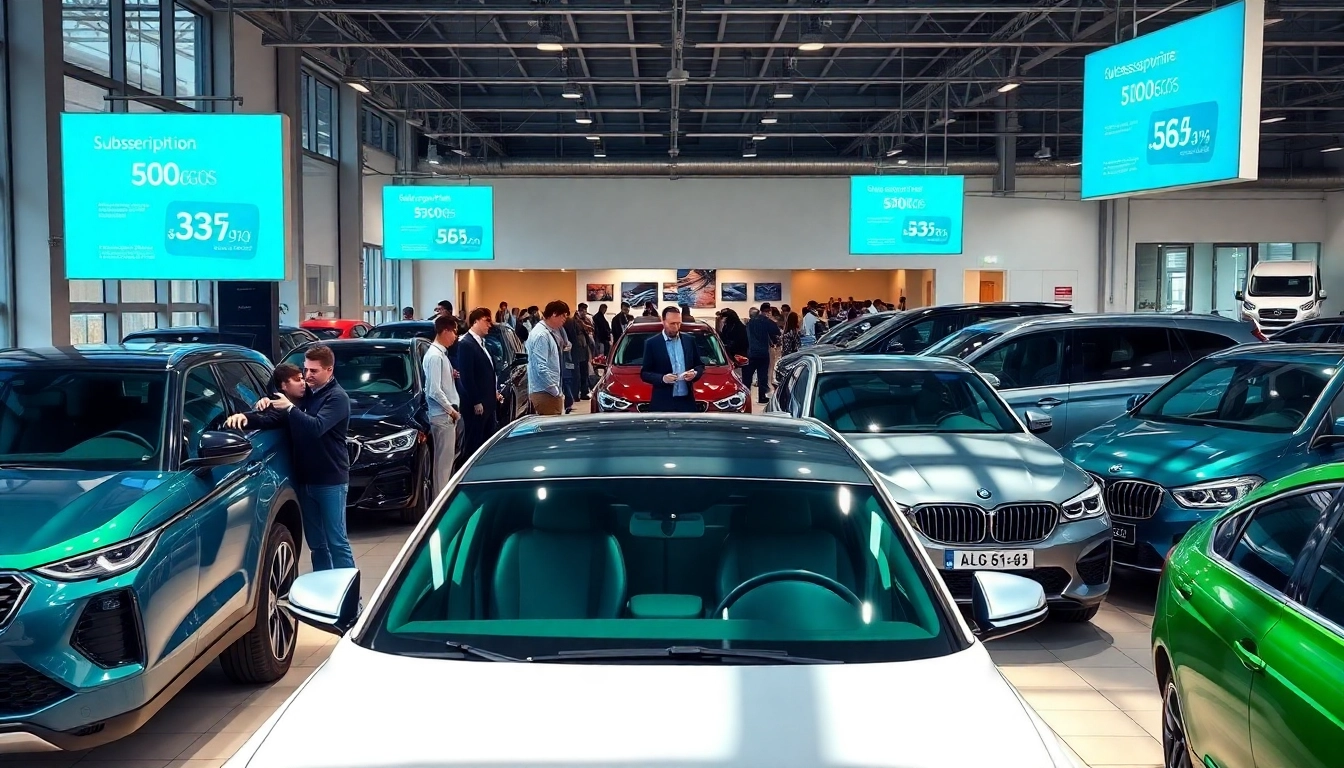 Explore diverse vehicle options in an engaging Auto Abo Vergleich setting, showcasing modern subscription choices.