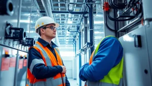 Technician performing a DGUV V3 Prüfung on electrical equipment, ensuring workplace safety standards.