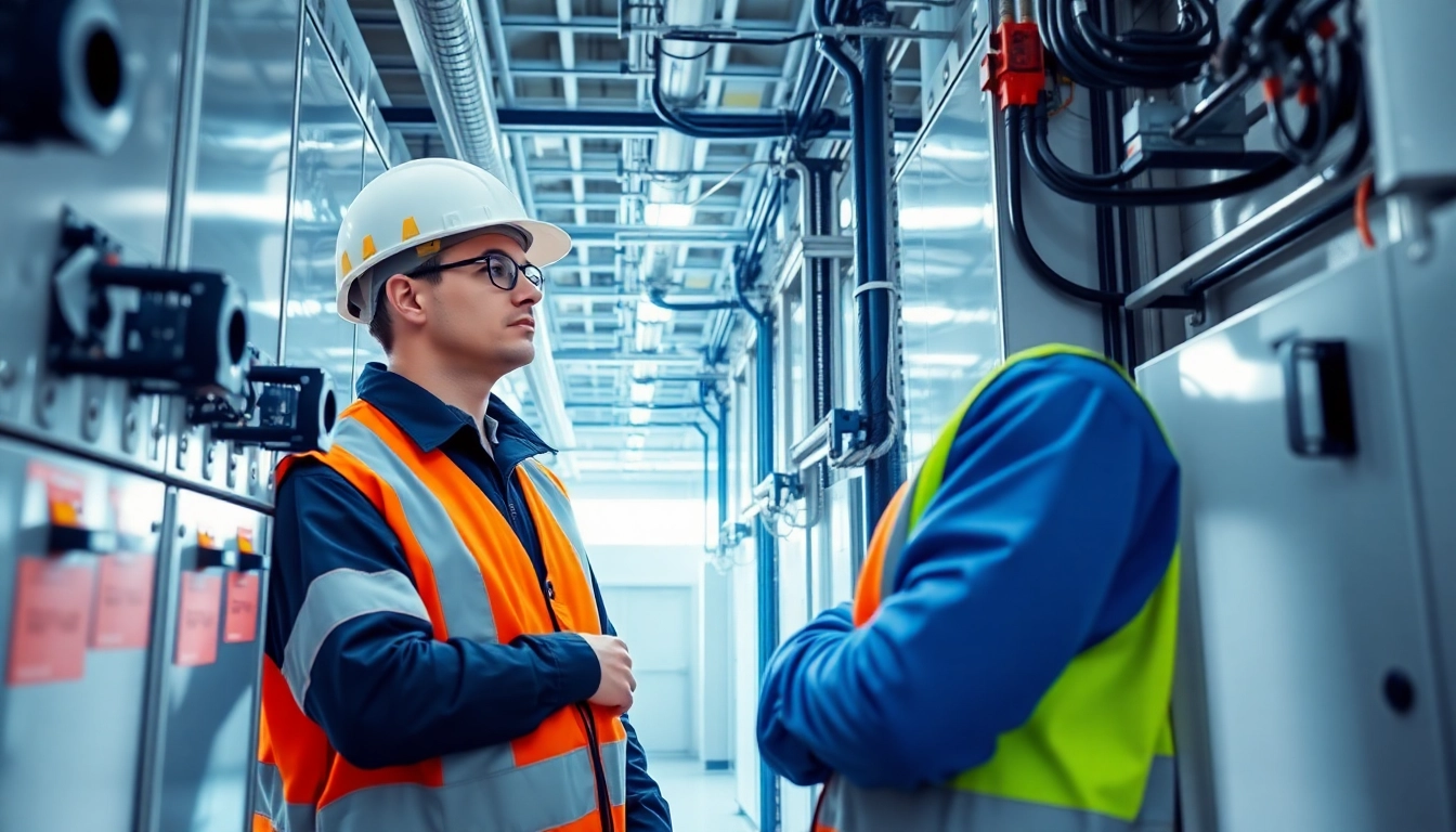 Technician performing a DGUV V3 Prüfung on electrical equipment, ensuring workplace safety standards.