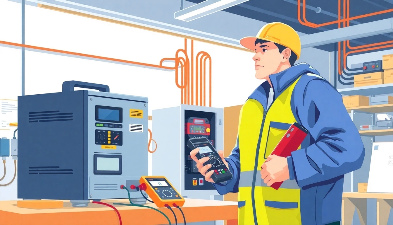 Inspecting ortsveränderlicher elektrischer Betriebsmittel for safety compliance in a professional setting.