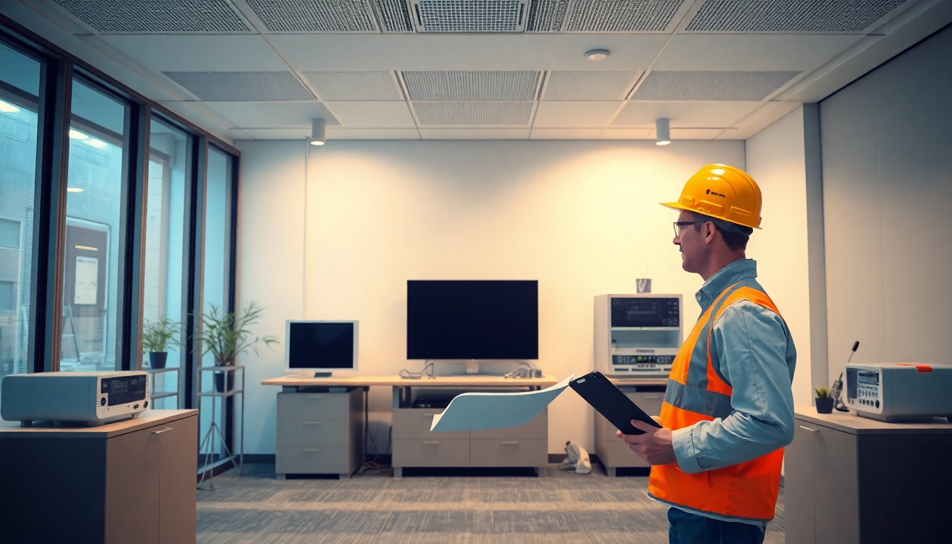 Elektriker, der die DGUV V3 Prüfung sicherheitsrelevanter elektrischer Geräte checkt.