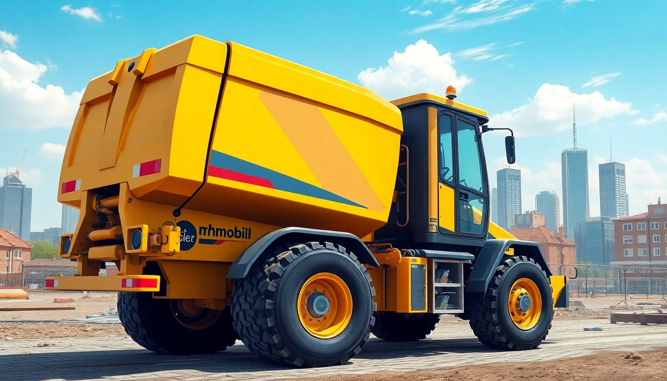 Bagger mieten Hannover: Moderner Bagger in Aktion auf einer Baustelle in Hannover, der für Mietlösungen von mhmobil steht.