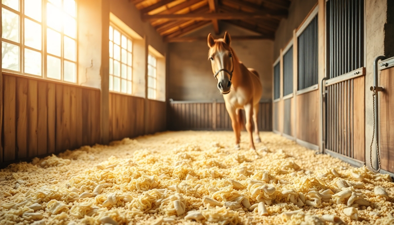 Entdecken Sie die Vorteile von Hanfeinstreu: natürliche, weiche Textur für ein angenehmes Stallklima.