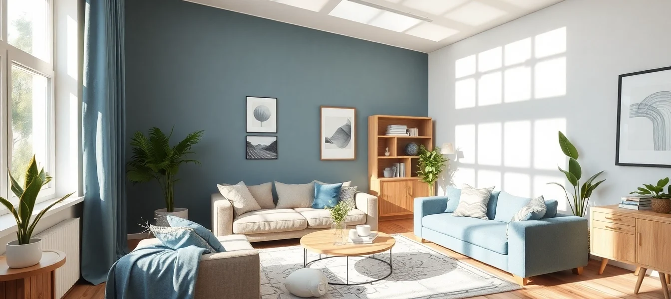 Einladende Raumgestaltung mit warmen Farben und natürlichen Materialien.
