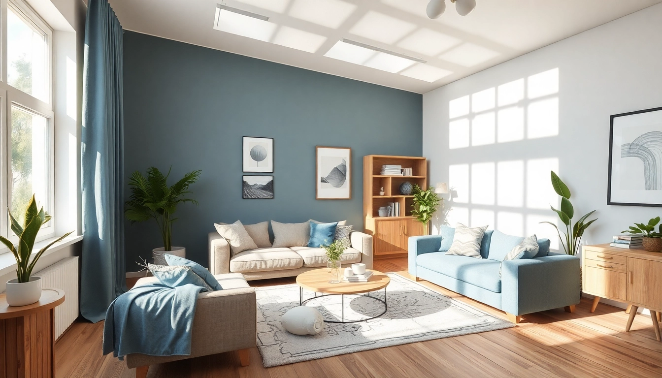 Einladende Raumgestaltung mit warmen Farben und natürlichen Materialien.