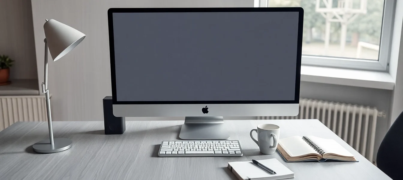 Nutze den Mac Mini Office 2024 für eine produktive Arbeitsweise, präsentiert auf einem eleganten Schreibtisch.