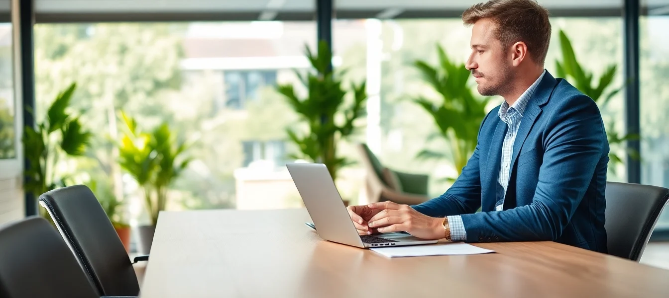 Headhunter Solingen trifft sich mit einem Kandidaten in einem modernen Büro, das Vertrauen ausstrahlt.