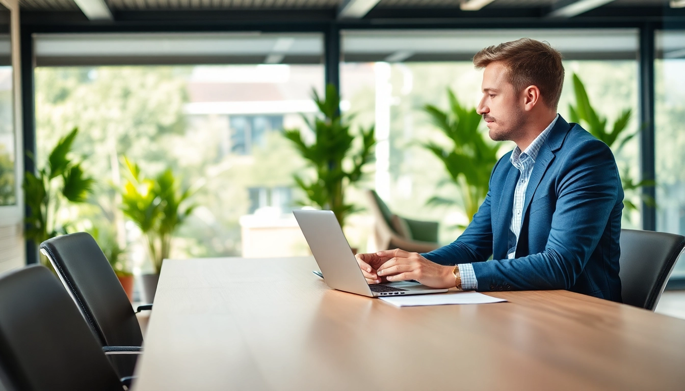 Headhunter Solingen trifft sich mit einem Kandidaten in einem modernen Büro, das Vertrauen ausstrahlt.