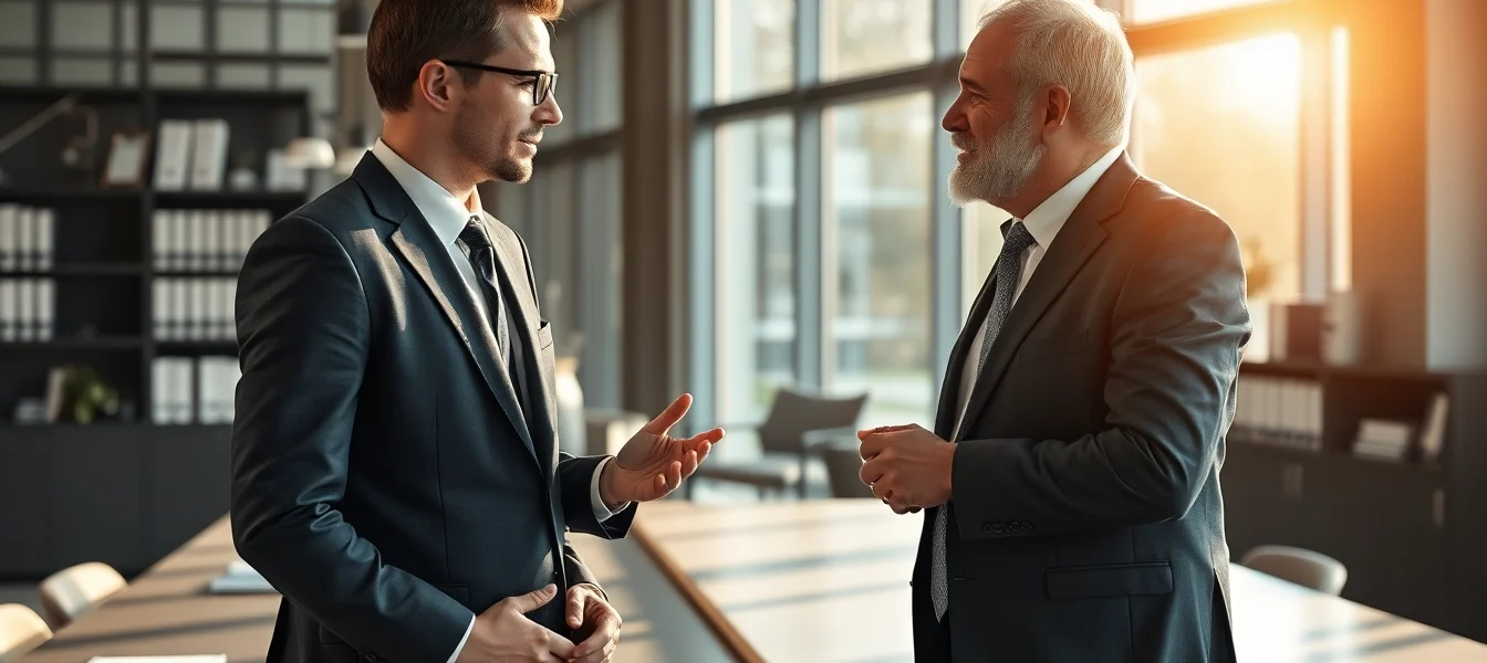 Headhunter Chemnitz im Gespräch mit einem erfahrenen Manager in einem modernen Büro.
