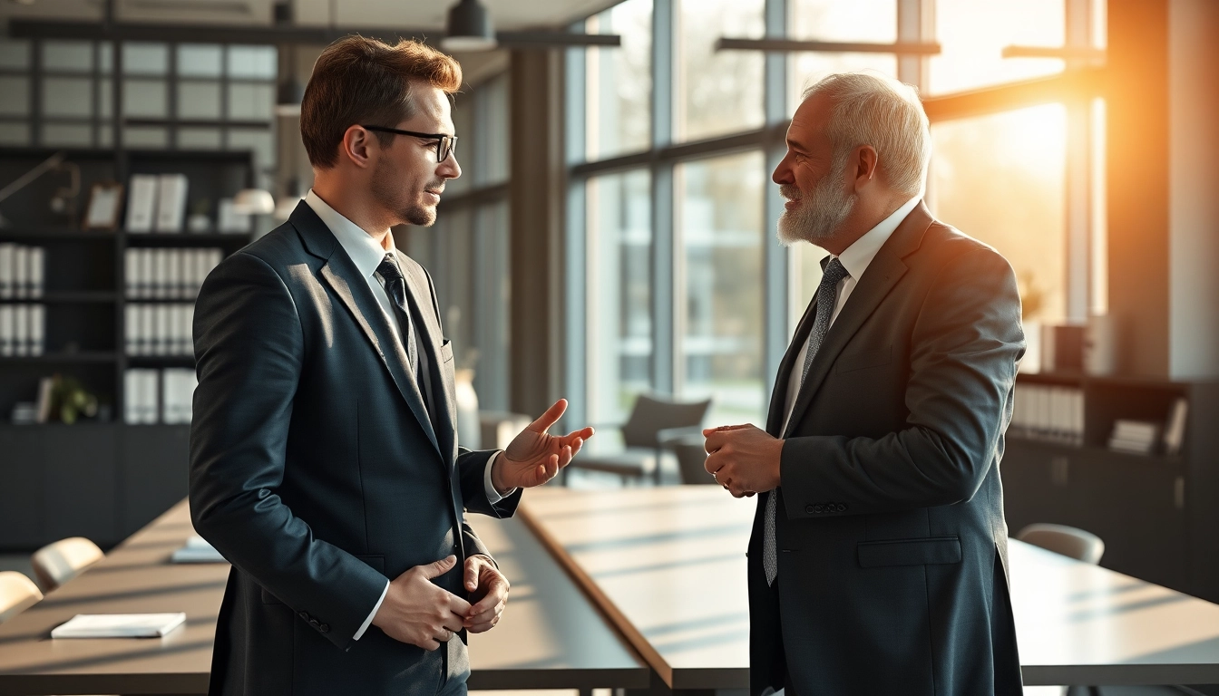Headhunter Chemnitz im Gespräch mit einem erfahrenen Manager in einem modernen Büro.