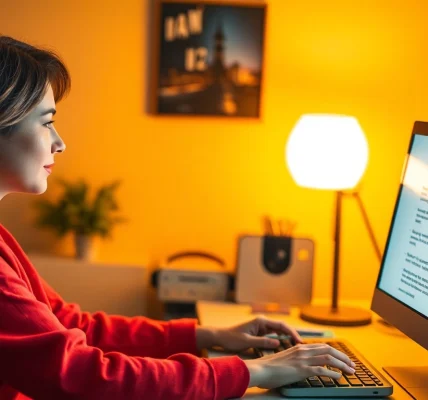 Ratgeber: Person liest interessante Informationen am Computer, um Wissen zu erweitern.
